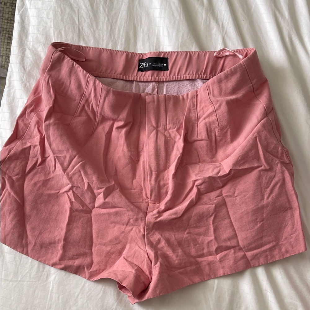 ZARA Coral Pink Tailored High-Rise Women's Shorts